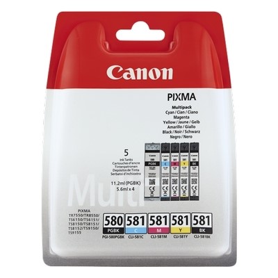 Canon 580/581 - Pack x 5 jet d'encre authentique 2078C008 - Black Cyan Magenta Yellow Photo