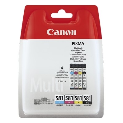 Canon 581 - Pack x 4 jet d'encre authentique 2103C006 - Black Cyan Magenta Yellow