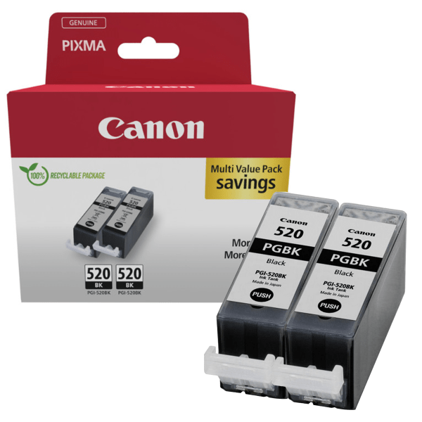 Canon 520 - Pack x 2 jet d'encre authentique PGI-520, 2932B012 - Black