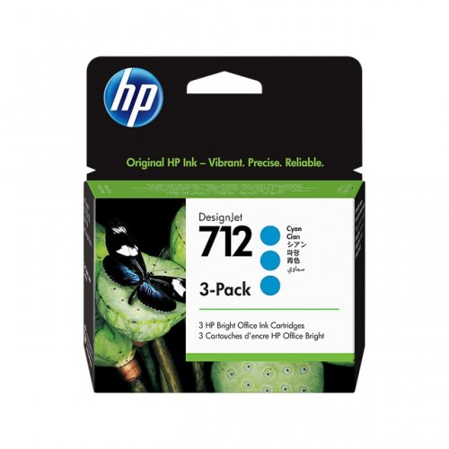 Hp 712 - Pack x 3 jet d'encre authentique 3ED77A, 712 - Cyan