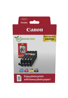 Canon 526 - Pack x 3 jet d'encre authentique + 50 papier photo CLI-526, 4540B019 - Cyan Magenta Yellow