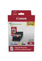 Canon 551XL - Pack x 4 jet d'encre authentique + 50 PP 6443B008 - Black Cyan Magenta Yellow