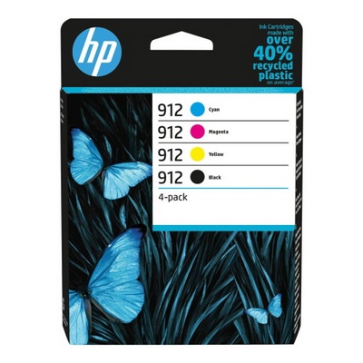 Hp 912 - Pack x 4 jet d'encre authentique 6ZC74AE - Black Cyan Magenta Yellow