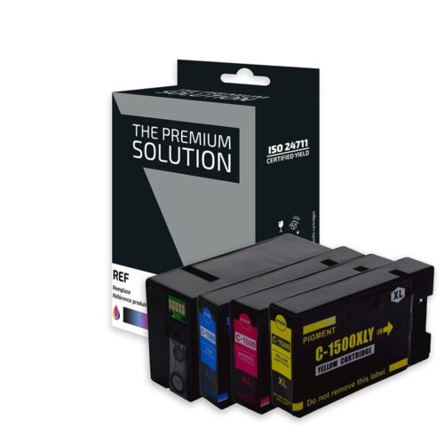 Pack de 4 cartouches d'encre noir et couleur compatible C1500XL (PG-1500)
