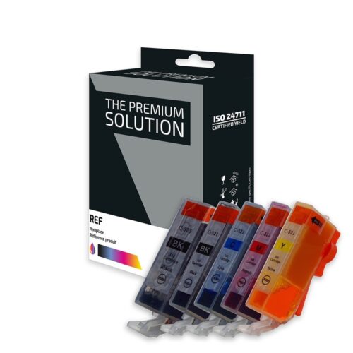 B8C520_521B_CLR.jpg Canon C520/C521 Pack x 5 compatible avec PGI-520, CLI-521 - Noir Cyan Magenta Jaune Photo