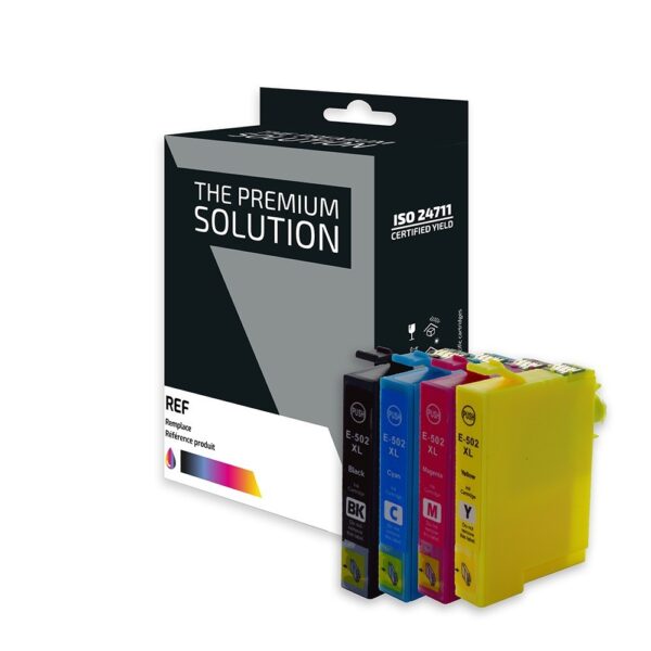 Pack de 3 cartouches d'encre noir et couleur compatible E502XL (T502XL - JUMELLES)