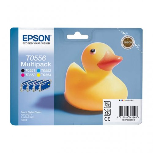 Epson T0556 - Pack x 4 jet d'encre authentique C13T05564010 - Black Cyan Magenta Yellow