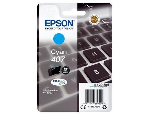 Epson 407 - cartouche jet d'encre authentique C13T07U240 - Cyan