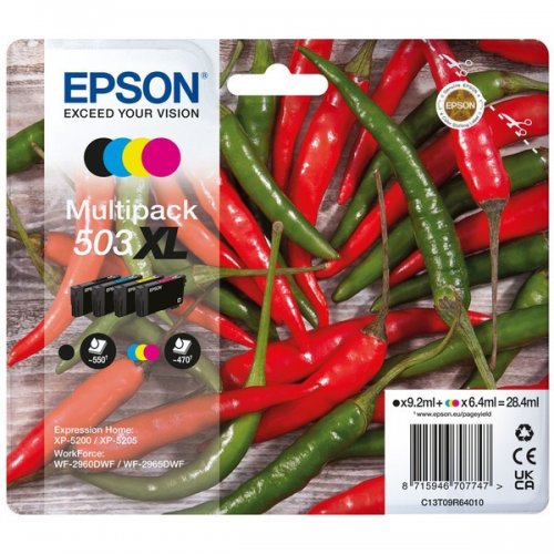 Epson 503XL - Pack x 4 jet d'encre authentique C13T09R64010 - Black Cyan Magenta Yellow