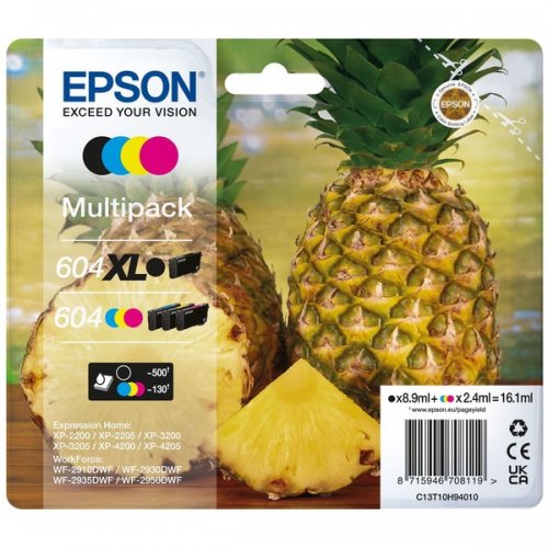 Epson 604XL - Pack x 4 jet d'encre authentique C13T10H94010 - Black Cyan Magenta Yellow