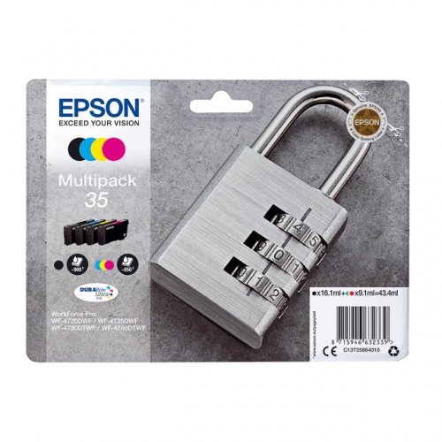 Epson T3586 - Pack x 4 jet d'encre authentique C13T35864010 - Black Cyan Magenta Yellow