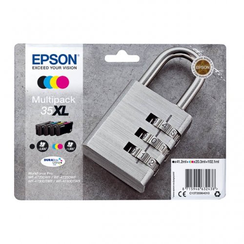C13T35964010.jpg Epson T3596 - Pack x 4 jet d'encre authentique C13T35964010 - Black Cyan Magenta Yellow