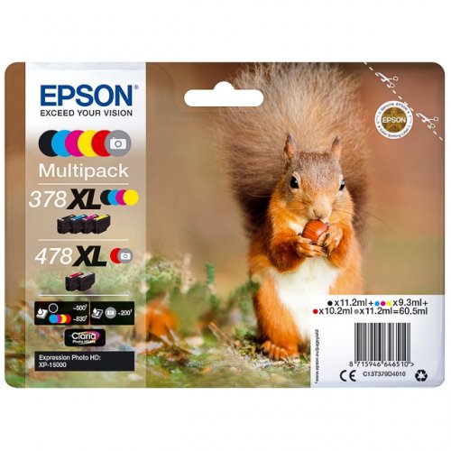 C13T379D4010.jpg Epson T379D - Pack x 6 jet d'encre authentique C13T379D4010, 378XL478XL - BPBCMY