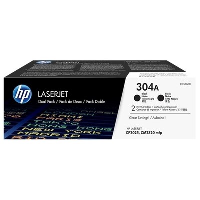 Hp 304A - Pack x 2 Toner authentique CC530AD, 304A - Black