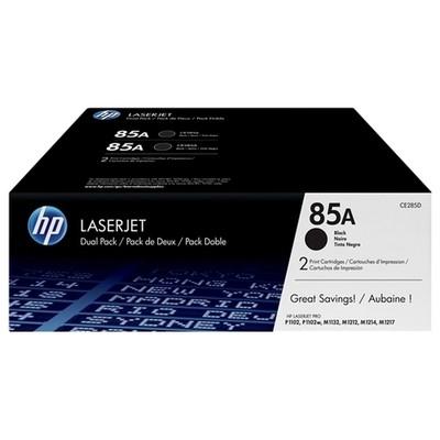 Hp 85A - Pack x 2 Toner authentique CE285AD, 85A - Black