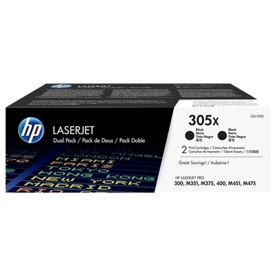 Hp 305X - Pack x 2 Toner authentique CE410XD, 305X - Black