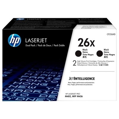 Hp 26X - Pack x 2 Toner authentique CF226XD, 26X - Black