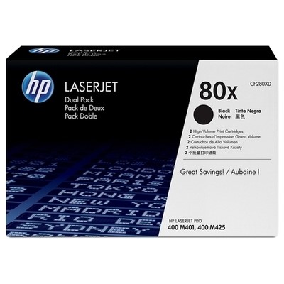 Hp 80X - Pack x 2 Toner authentique CF280XD - Black