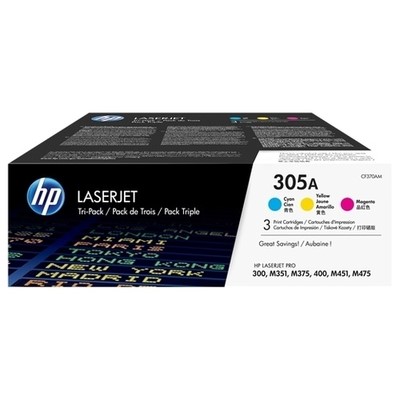 Hp 305A - Pack x 3 Toner authentique CF370AM, 305A - Cyan Magenta Yellow