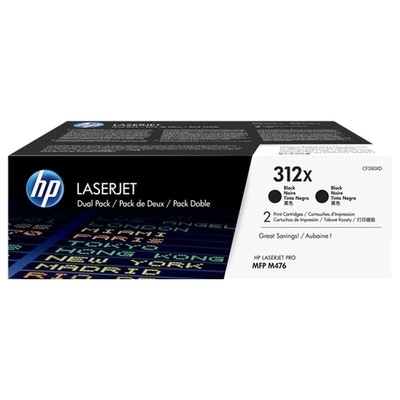 Hp 312X - Pack x 2 Toner authentique CF380XD, 312X - Black