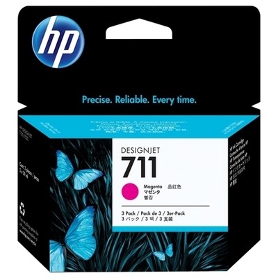 Hp 711 - Pack x 3 jet d'encre authentique CZ135A - Magenta