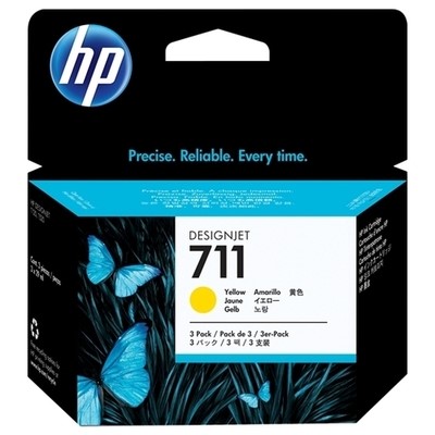 Hp 711 - Pack x 3 jet d'encre authentique CZ136A - Yellow