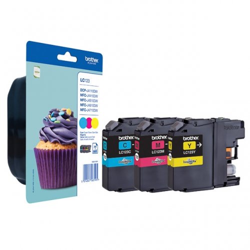Brother 123 - Pack x 3 jet d'encre authentique LC123RBWBP - Cyan Magenta Yellow