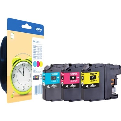 Brother 125 - Pack x 3 jet d'encre authentique LC125XLRBWBP - Cyan Magenta Yellow