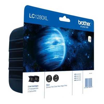 Brother 1280 - Pack x 2 jet d'encre authentique LC1280XLBKBP2 - Black
