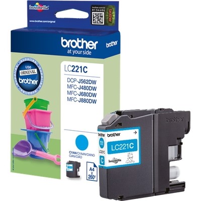 Brother 221C - cartouche jet d'encre authentique LC221C - Cyan