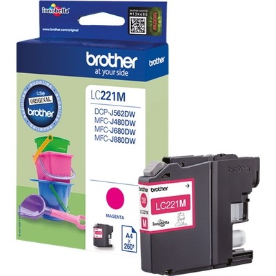 Brother 221M - cartouche jet d'encre authentique LC221M - Magenta