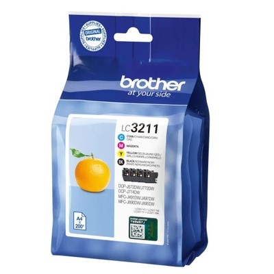 Brother 3213 - Pack x 4 jet d'encre authentique LC3211VALDR - Black Cyan Magenta Yellow
