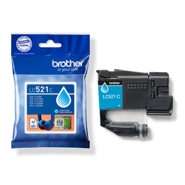Brother 521 - cartouche jet d'encre authentique LC521C - Cyan