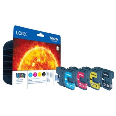 Brother 980/1100 - Pack x 4 jet d'encre authentique LC980 - Black Cyan Magenta Yellow