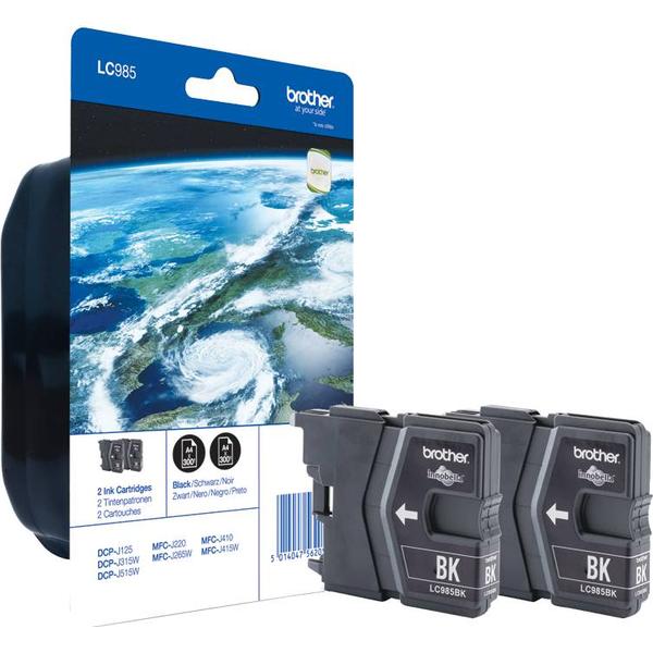 Brother 985 - Pack x 2 jet d'encre authentique LC985BKBP2 - Black