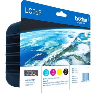 Brother 985 - Pack x 4 jet d'encre authentique LC985VALBP - Black Cyan Magenta Yellow