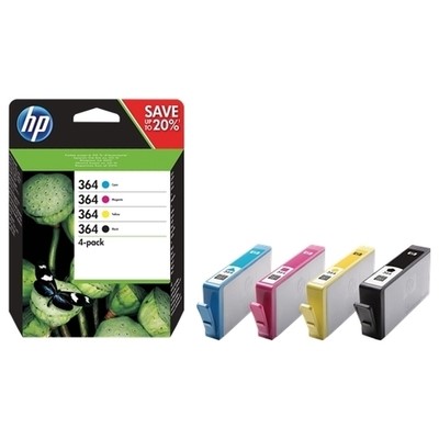 N9J73AE.jpg Hp 364 - Pack x 4 jet d'encre authentique N9J73AE - Black Cyan Magenta Yellow