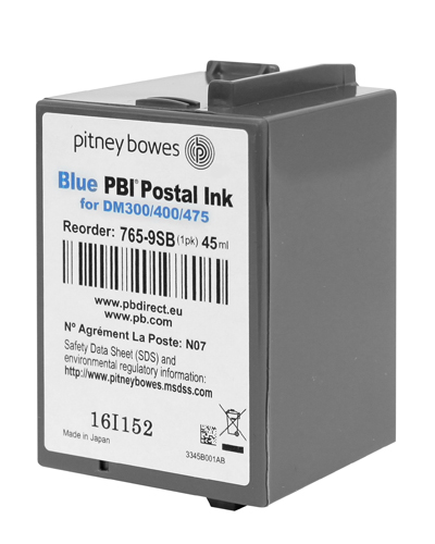Pitney Bowes 765 - cartouche jet d'encre authentique 765-9BN - Bleu Postal