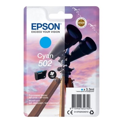 Epson 502 - cartouche jet d'encre authentique T02V240 - Cyan