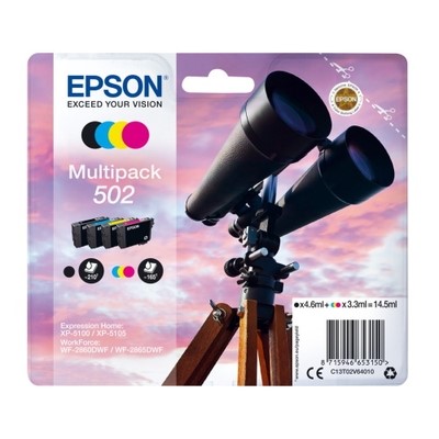 Epson 502 - Pack x 4 jet d'encre authentique T02V640 - Black Cyan Magenta Yellow