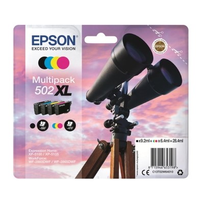 Epson 502XL - Pack x 4 jet d'encre authentique T02W640 - Black Cyan Magenta Yellow