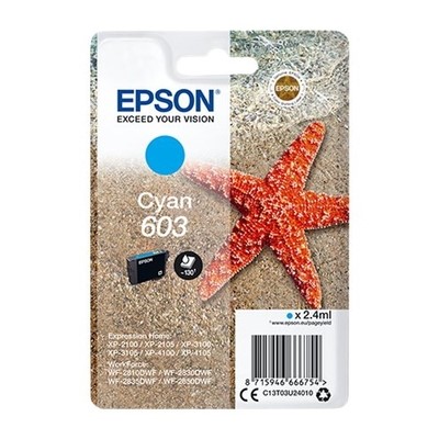 Epson 603 - cartouche jet d'encre authentique C13T03U24010 - Cyan