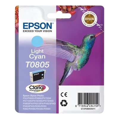 Epson T0805 - cartouche jet d'encre authentique C13T08054011 - Light Cyan