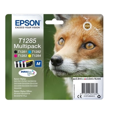 T128540.jpg Epson 1285 - Pack x 4 jet d'encre authentique C13T12854011 - Black Cyan Magenta Yellow