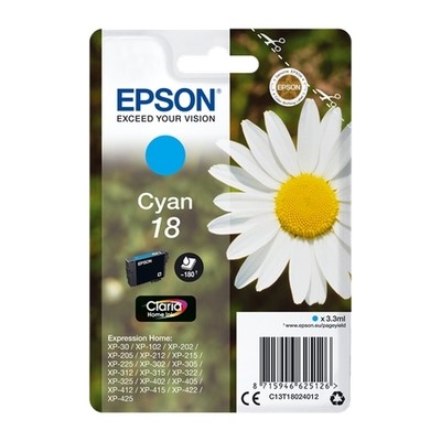 Epson T1802 - cartouche jet d'encre authentique T180240 - Cyan