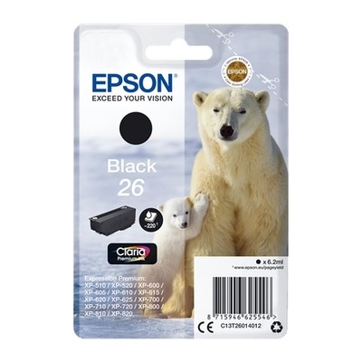Epson T2601 - cartouche jet d'encre authentique T260140 - Black