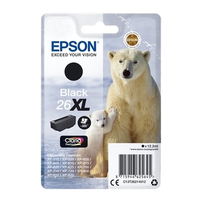 Epson 26XL - cartouche jet d'encre authentique C13T26214012 - Black