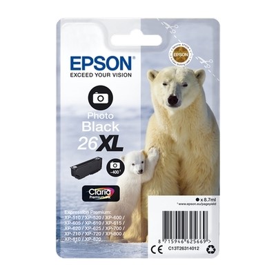 Epson 26XL - cartouche jet d'encre authentique C13T26314012 - Photo Black