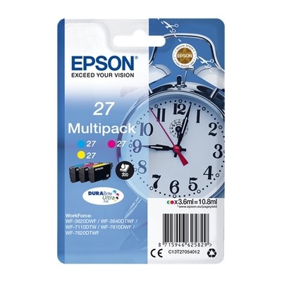 Epson T2705 - Pack x 3 jet d'encre authentique C13T27054012 - Cyan Magenta Yellow