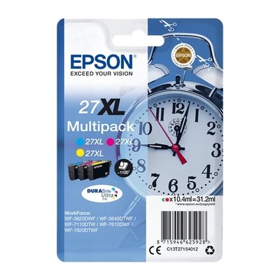 Epson T2715 - Pack x 3 jet d'encre authentique C13T27154012 - Cyan Magenta Yellow